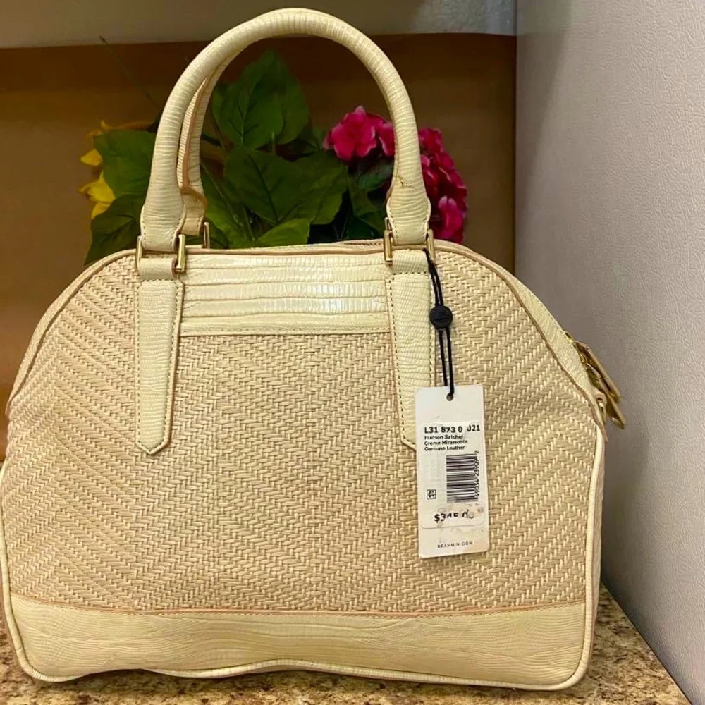 Brahmin Cream Hudson Satchel